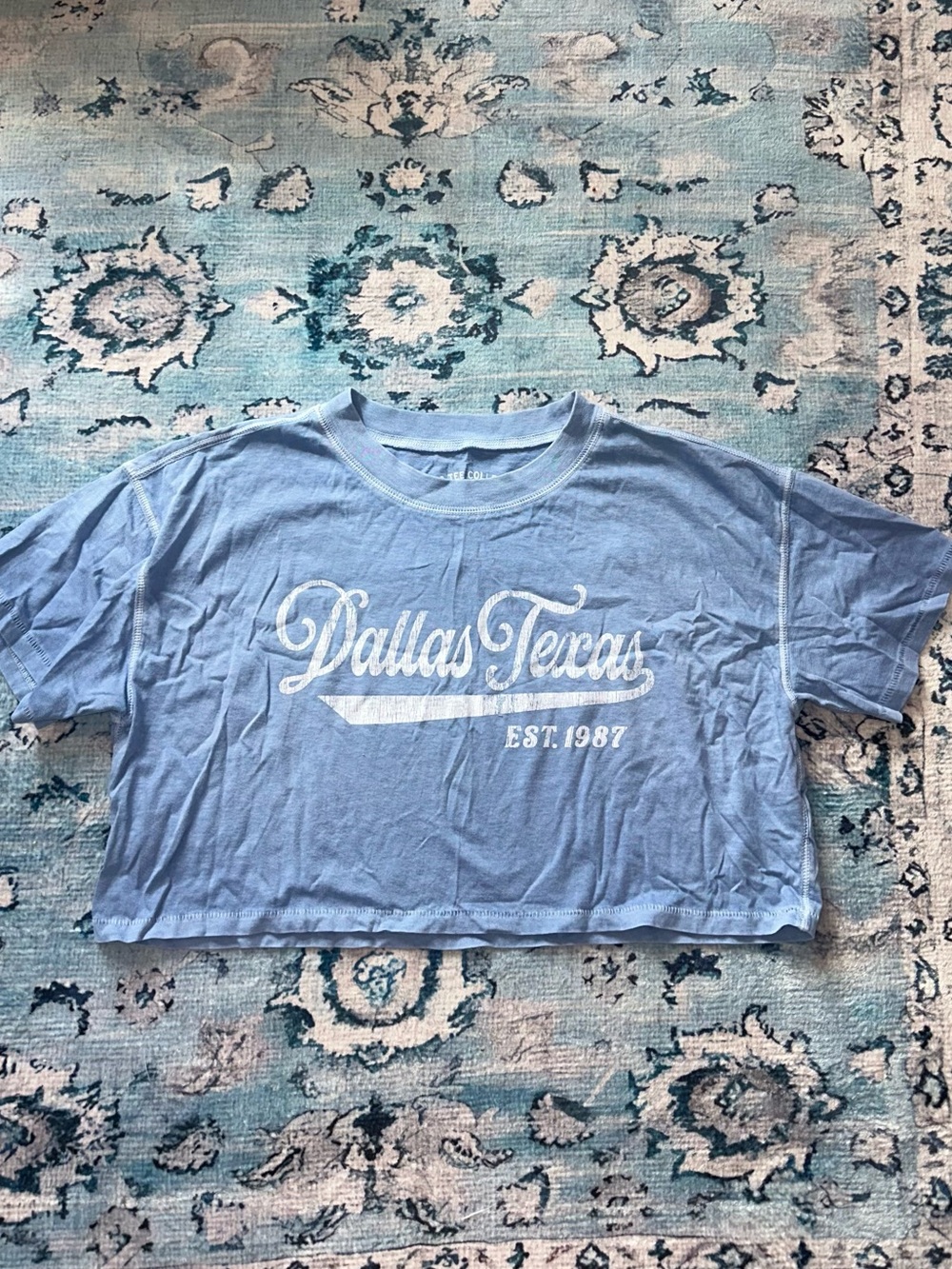 Aeropostale Women’s Dallas Texas Crop Boyfriend Tee Short Sleeve Size Small